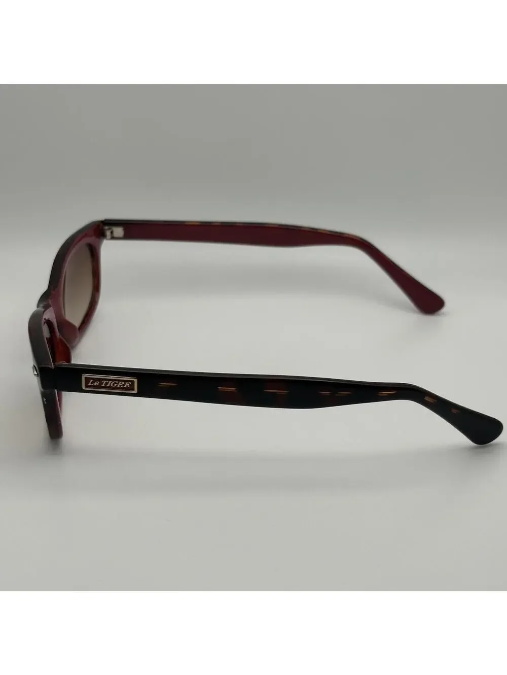 Le TIGRE Rectangular Tortoiseshell Sunglasses Burgundy Arms